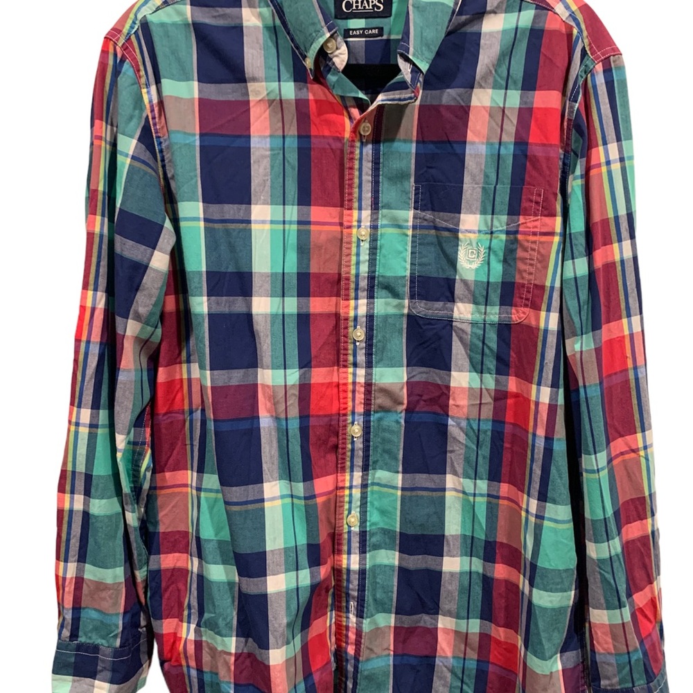 Chaps Mens Size Medium Multi Colored Button Down Long Sleeve Shirt